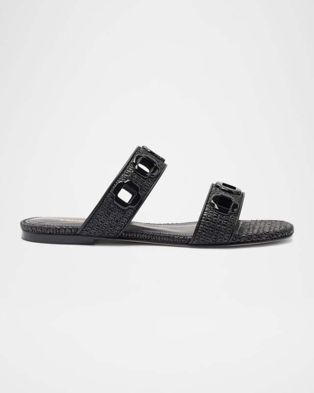 Milan Raffia Dual-Band Slide Sandals